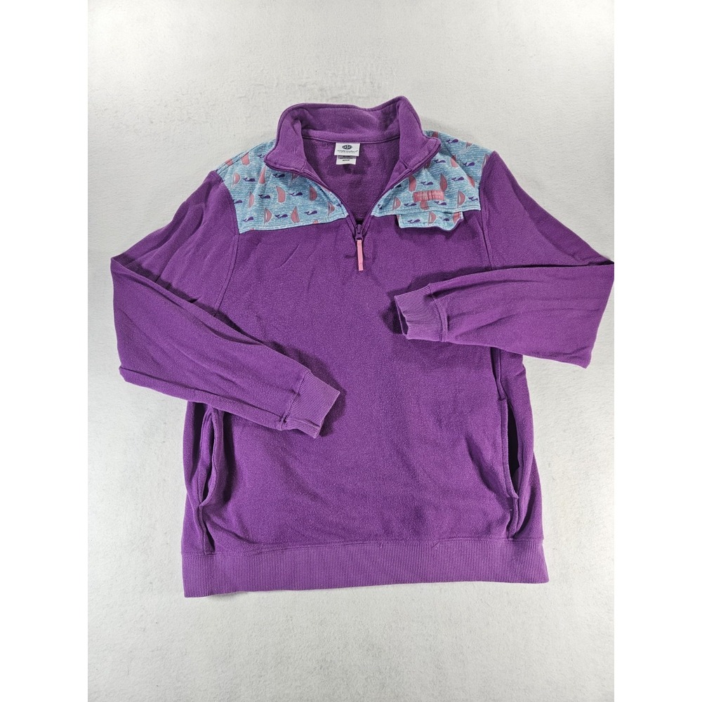Simply Southern Quarter Zip Pullover Medium Purple Preppy Nautical Beachy Fleece